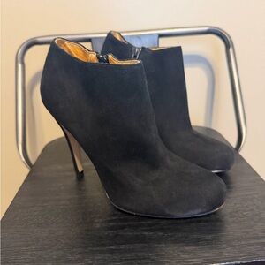 Buffalo London Black Suede Ankle Booties Heels Women’s EU 38 US 7.5